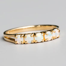 Load image into Gallery viewer, Eternity Australian Solid Opal Wedding Band 14K Yellow Gold