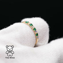 Load image into Gallery viewer, Eternity Australian Solid Opal &amp; Tsavorite Ring 18K Yellow Gold Wedding Band