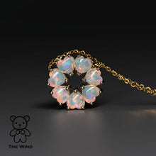Load image into Gallery viewer, Eternity Heart Australian Crystal Opal Circle Necklace Pendant 14K Yellow Gold