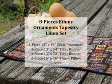 Load image into Gallery viewer, DaDa Bedding Set of 8 Pieces Ethnic Ornaments Table Woven Black Tapestry - 4 Placemats, 2 Table Runners, 2 Throw Pillow Covers (18118)