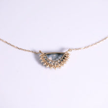 Load image into Gallery viewer, Exquisite Black Opal Halo Diamond Necklace 18K Yellow Gold