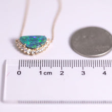Load image into Gallery viewer, Exquisite Black Opal Halo Diamond Necklace 18K Yellow Gold