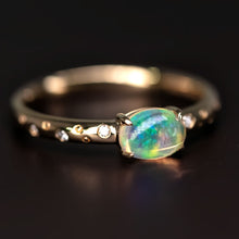 Load image into Gallery viewer, Exquisite 18K Gold Engagement Ring with Mexican Fire Opal Diamonds