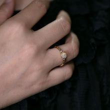 Load image into Gallery viewer, Exquisite 18K Gold Engagement Ring with Mexican Fire Opal Diamonds