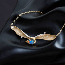Load image into Gallery viewer, Extremely Rare Two Side Black Opal Seagull Wing Necklace &amp; Diamond 18K Gold