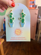Load image into Gallery viewer, Cactus in plant Pot acrylic earrings