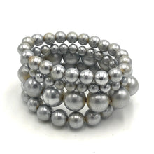 Load image into Gallery viewer, Shabby Silver Stack and Stretch Bracelet Set