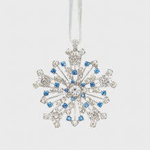 Load image into Gallery viewer, Sparkle snowflake ornament, sapphire