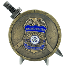 Load image into Gallery viewer, EL2-018 FAM Federal Agent Air Marshal Shield with removable Sword Challenge Coin Set