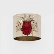 Load image into Gallery viewer, Sparkle bee napkin rings, ruby, set of two