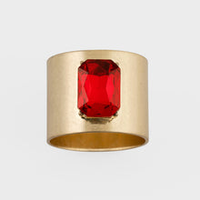 Load image into Gallery viewer, Single gem napkin rings, bright red, set of two