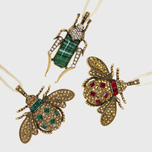 Load image into Gallery viewer, Jeweled insect hanging ornaments, ruby and emerald