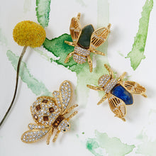 Load image into Gallery viewer, Giant gem bug brooch, lapis lazuli