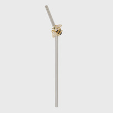 Load image into Gallery viewer, Stripey bee metal straws