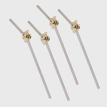 Load image into Gallery viewer, Stripey bee metal straws