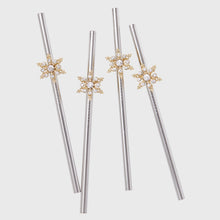 Load image into Gallery viewer, Snowflake metal cocktail straws