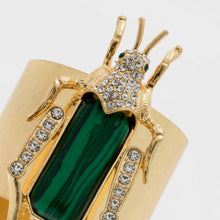 Load image into Gallery viewer, Grasshopper napkin rings, faux malachite, set of two