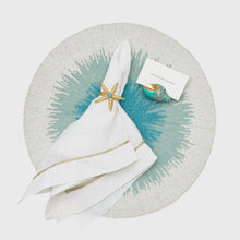 Load image into Gallery viewer, Ombre hand beaded placemat, turquoise