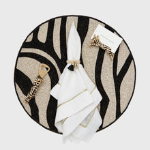 Load image into Gallery viewer, Zebra hand beaded placemat, black