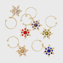 Load image into Gallery viewer, Snowflake wine charms, jewel tones
