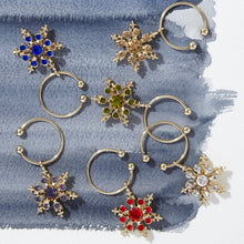 Load image into Gallery viewer, Snowflake wine charms, jewel tones