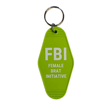 Load image into Gallery viewer, FBI Female Brat Initiative Motel Style Keychain in Green