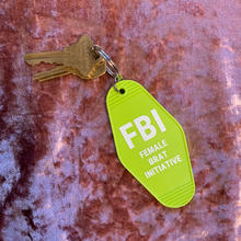 Load image into Gallery viewer, FBI Female Brat Initiative Motel Style Keychain in Green
