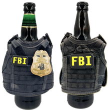 Load image into Gallery viewer, BL1-014 FBI SPECIAL AGENT Tactical Beverage Bottle or Can Cooler Vest with removable patches perfect gift for Challenge Coin collectors