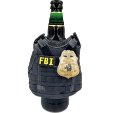 Load image into Gallery viewer, BL1-014 FBI SPECIAL AGENT Tactical Beverage Bottle or Can Cooler Vest with removable patches perfect gift for Challenge Coin collectors
