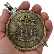 Load image into Gallery viewer, EL10-004 FBI Special Agent intel Analyst Shield with removable Sword Challenge Coin Set Federal Bureau of Investigations