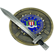 Load image into Gallery viewer, EL10-004 FBI Special Agent intel Analyst Shield with removable Sword Challenge Coin Set Federal Bureau of Investigations