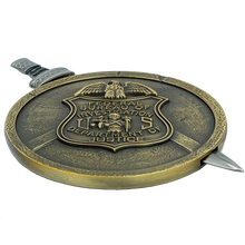 Load image into Gallery viewer, EL10-004 FBI Special Agent intel Analyst Shield with removable Sword Challenge Coin Set Federal Bureau of Investigations