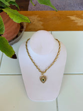 Load image into Gallery viewer, Emerald Centered Heart Charm Necklace