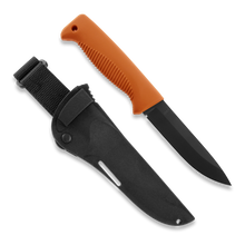 Load image into Gallery viewer, Peltonen M07 Ranger Puukko Black Cerakote Orange Handle FJP137