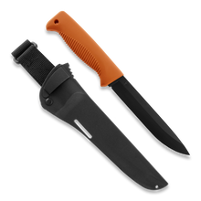 Load image into Gallery viewer, Peltonen M95 Ranger Puukko Black Cerakote Orange Handle FJP140