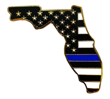Load image into Gallery viewer, HH-021 Florida Thin Blue Line Police Pin with 2 pin posts and deluxe clasps