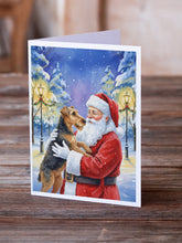 Load image into Gallery viewer, Airedale Terrier with Santa Claus Greeting Cards Pack of 8