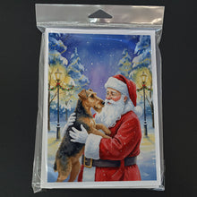 Load image into Gallery viewer, Airedale Terrier with Santa Claus Greeting Cards Pack of 8