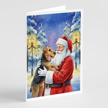 Load image into Gallery viewer, Airedale Terrier with Santa Claus Greeting Cards Pack of 8