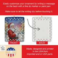 Load image into Gallery viewer, American Eskimo with Santa Claus Porcelain Ornament