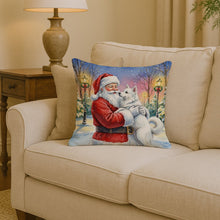 Load image into Gallery viewer, American Eskimo with Santa Claus Throw Pillow