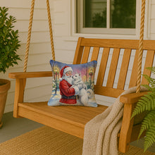 Load image into Gallery viewer, American Eskimo with Santa Claus Throw Pillow