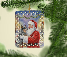Load image into Gallery viewer, Australian Cattle Dog with Santa Claus Porcelain Ornament