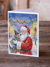 Load image into Gallery viewer, Australian Cattle Dog with Santa Claus Greeting Cards Pack of 8