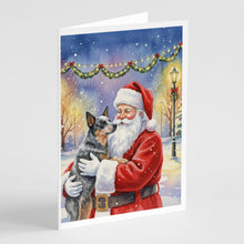Load image into Gallery viewer, Australian Cattle Dog with Santa Claus Greeting Cards Pack of 8