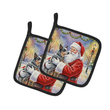Load image into Gallery viewer, Australian Cattle Dog with Santa Claus Pair of Pot Holders