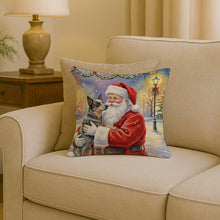 Load image into Gallery viewer, Australian Cattle Dog with Santa Claus Throw Pillow
