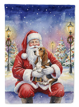 Load image into Gallery viewer, Basset Hound with Santa Claus House Flag