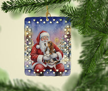 Load image into Gallery viewer, Basset Hound with Santa Claus Porcelain Ornament