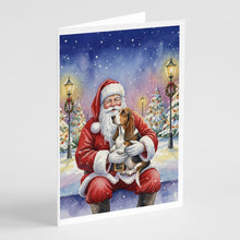 Load image into Gallery viewer, Basset Hound with Santa Claus Greeting Cards Pack of 8